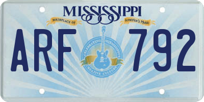 MS license plate ARF792