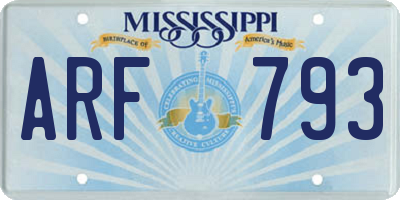 MS license plate ARF793