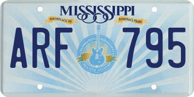 MS license plate ARF795
