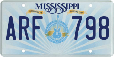 MS license plate ARF798