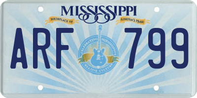 MS license plate ARF799