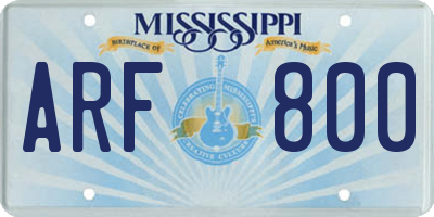MS license plate ARF800