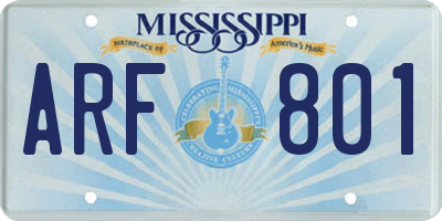 MS license plate ARF801