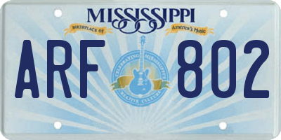 MS license plate ARF802