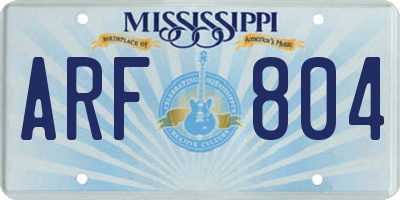 MS license plate ARF804
