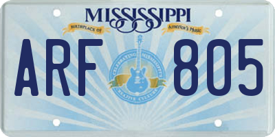 MS license plate ARF805