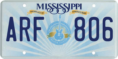 MS license plate ARF806