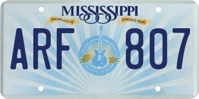 MS license plate ARF807