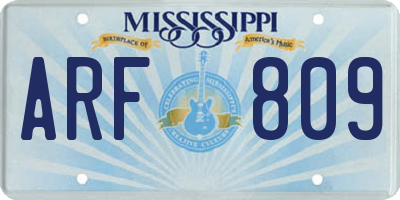 MS license plate ARF809