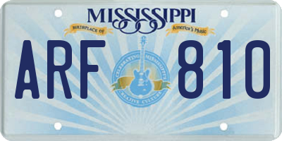 MS license plate ARF810