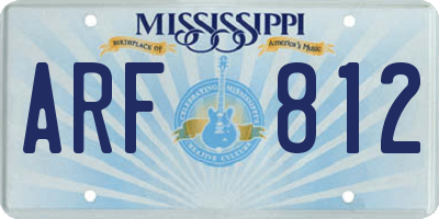 MS license plate ARF812