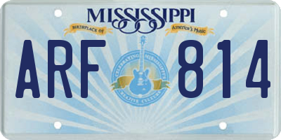 MS license plate ARF814