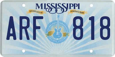 MS license plate ARF818