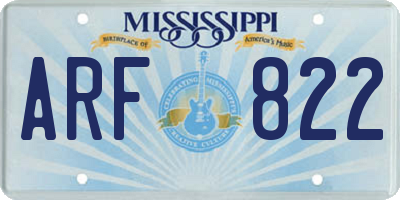 MS license plate ARF822