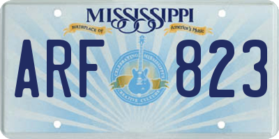 MS license plate ARF823