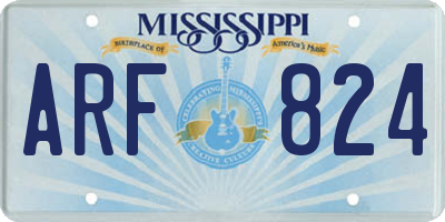 MS license plate ARF824