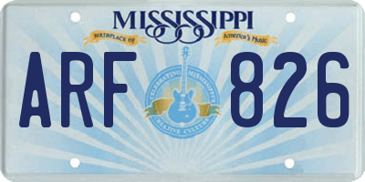 MS license plate ARF826