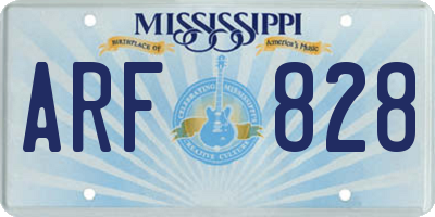 MS license plate ARF828