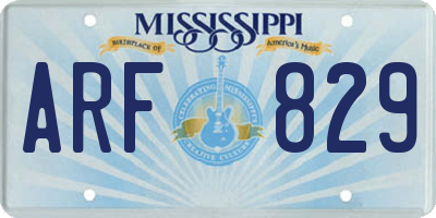 MS license plate ARF829