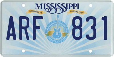 MS license plate ARF831