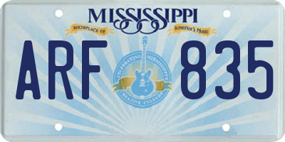 MS license plate ARF835