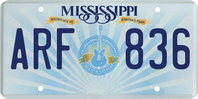 MS license plate ARF836
