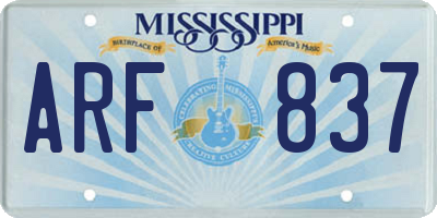 MS license plate ARF837