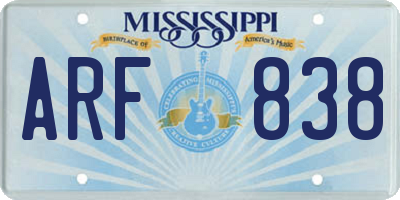 MS license plate ARF838