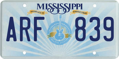 MS license plate ARF839