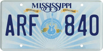 MS license plate ARF840