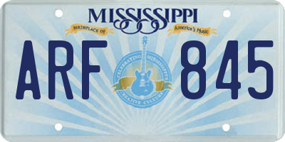 MS license plate ARF845