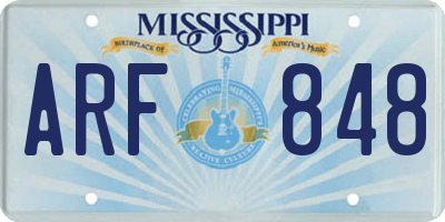 MS license plate ARF848