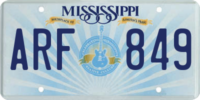 MS license plate ARF849