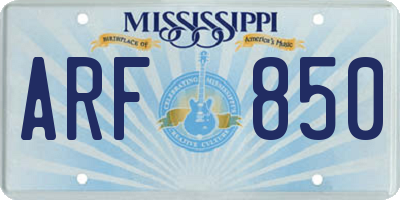 MS license plate ARF850