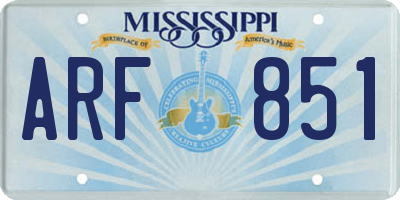 MS license plate ARF851