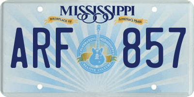 MS license plate ARF857