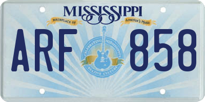 MS license plate ARF858
