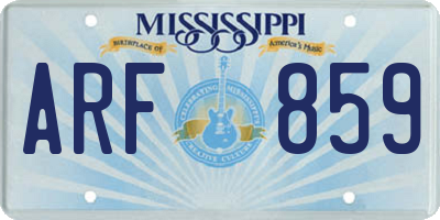 MS license plate ARF859