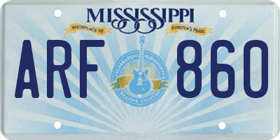 MS license plate ARF860