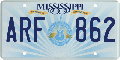MS license plate ARF862