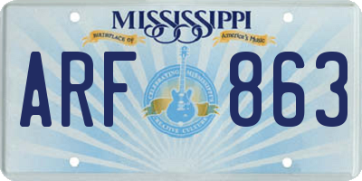 MS license plate ARF863