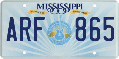 MS license plate ARF865