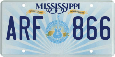MS license plate ARF866