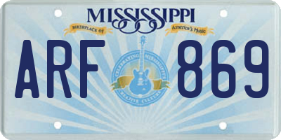 MS license plate ARF869