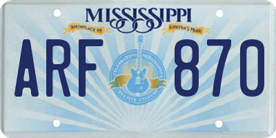 MS license plate ARF870
