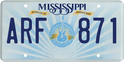 MS license plate ARF871