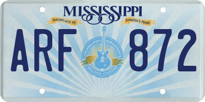 MS license plate ARF872
