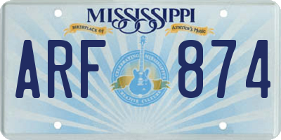 MS license plate ARF874