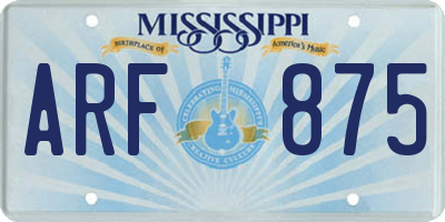MS license plate ARF875