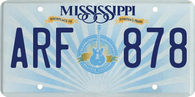 MS license plate ARF878